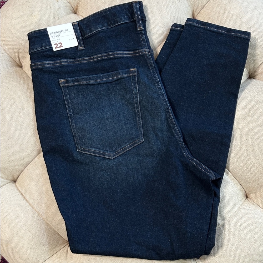 Lane Bryant Women's Signature Fit Dark Blue High Rise Skinny Jeans 22